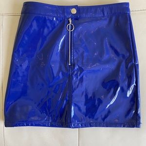 Blue latex skirt